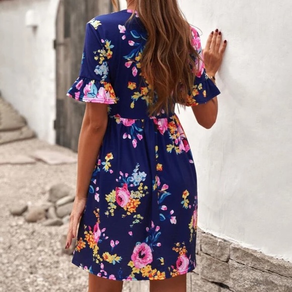 🆕NEW!🛍Royal Blue Floral Dress 🌸 - Picture 3 of 4